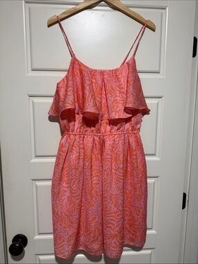 Lilly Pulitzer Coral and Pink Ruffle Mini Dress